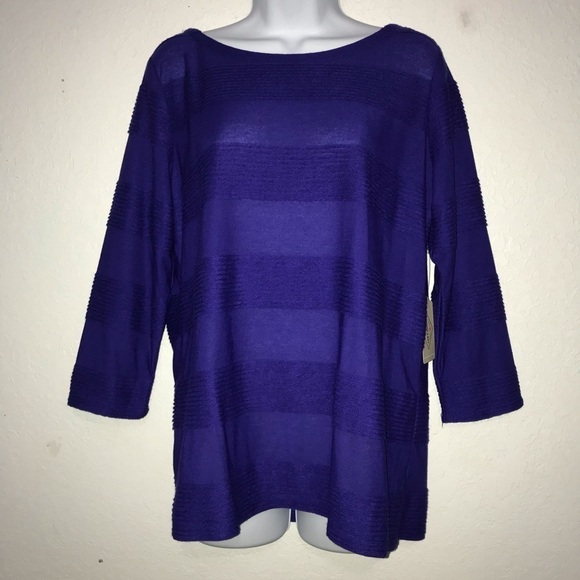 St John’s Bay Tops - NWT St Johns Bay Blue Knit Long Sleeve Top L